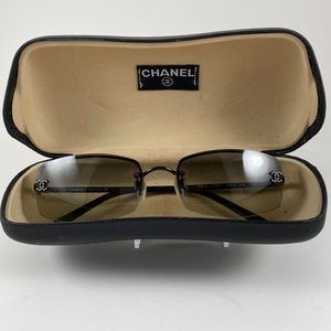 Chanel Authentic 90s 4093-B Rimless Gray Lenses Swarovski Crystal Sunglasses